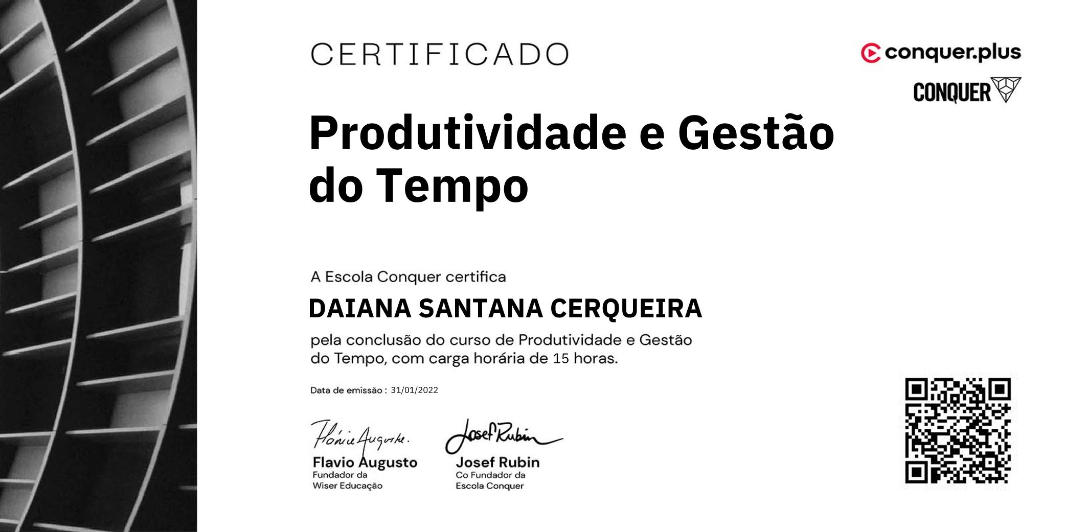 Certificado de Produtividade e Gestão do Tempo